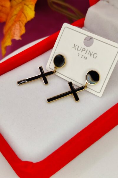 Kolczyki krzyż + monetka