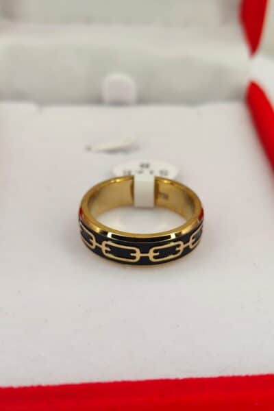 Obrączka czarna wzór ogniwo r.8