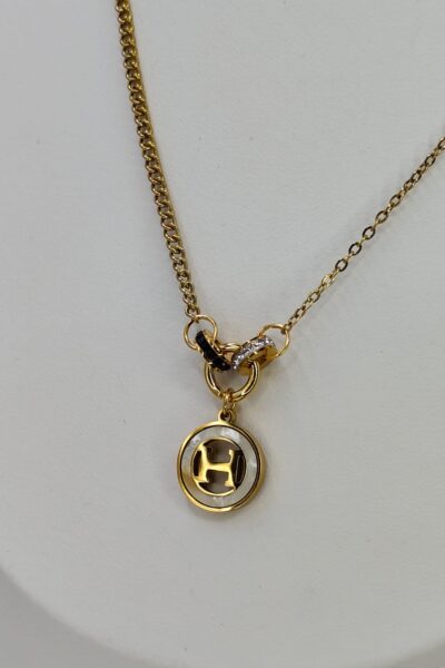 Naszyjnik złote H w kole