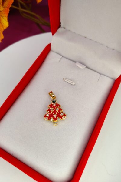 Zawieszka choinka czerwona