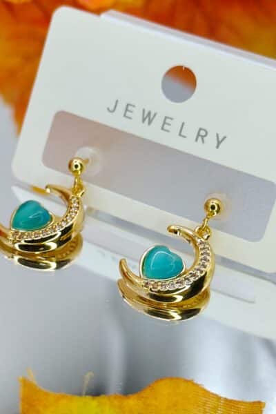 Kolczyki księżyce nieb. serduszko