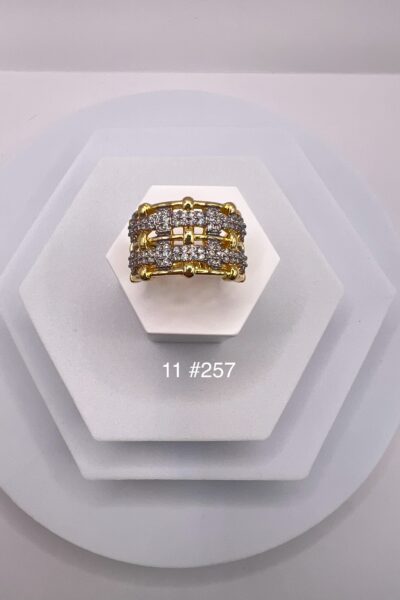 Pierścionek podwójny cyrkonie