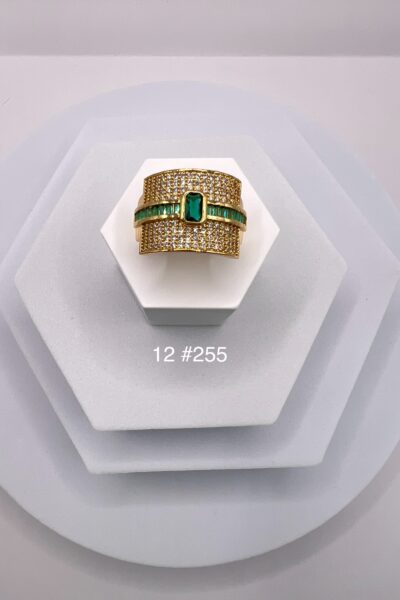 Pierścionek zielony pasek