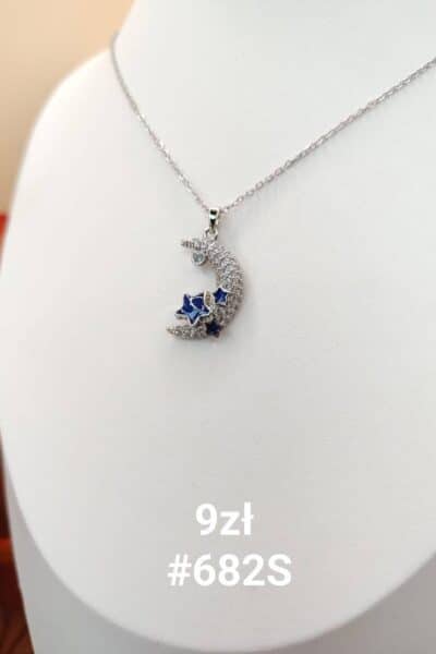 Naszyjnik księżyc srebrny nieb. gwiazdy