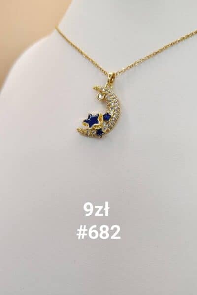 Naszyjnik księżyc złoty nieb. gwiazdy