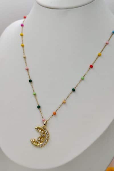 Naszyjnik koraliki księżyc na bogato