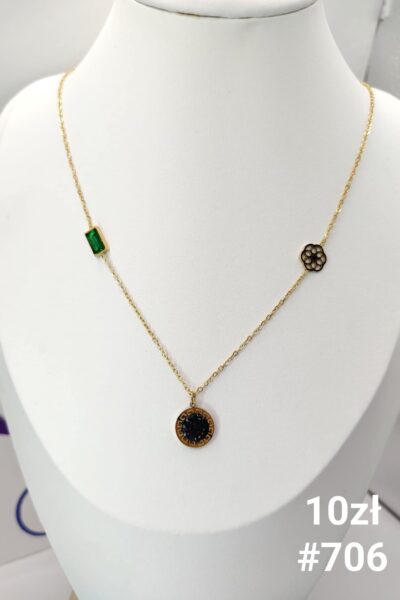 Celebrytka prostokąt moneta kwiatek