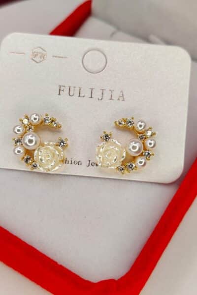 Kolczyki perłowa róża