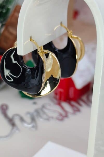 Kolczyki premium łódeczka czarne