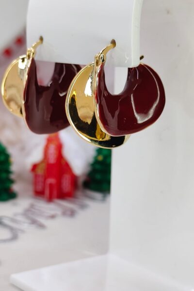 Kolczyki premium łódeczka bordo